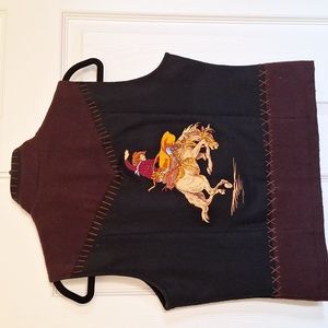 Ladies cute vintage Western Rodeo Vest Size M Wool Blend